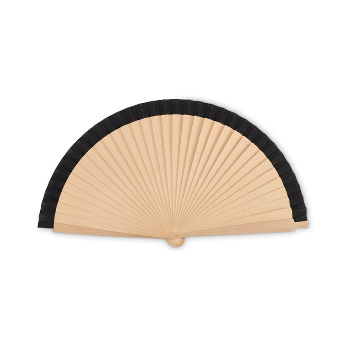 Branded Schima Wood Hand Fan with 34 Ribs in Black