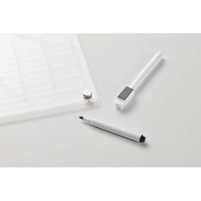 Branded Magnetic Acrylic Monthly Planner in use