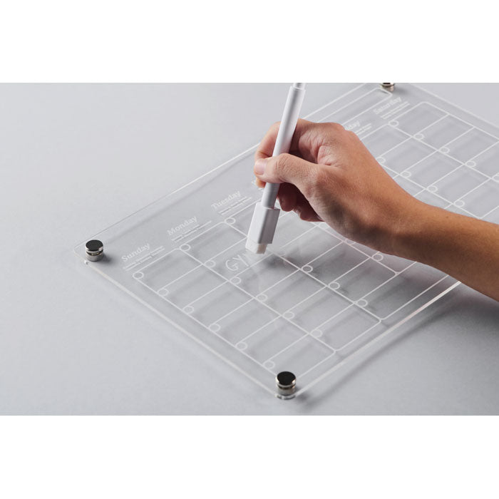 Branded Magnetic Acrylic Monthly Planner in use