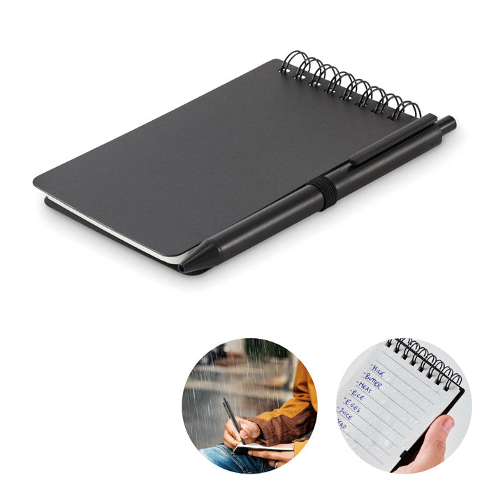 Branded Water Repellent Notepad with Pen