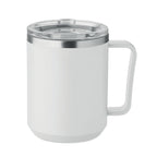 Branded Double Wall Mug with Sliding Lid in White