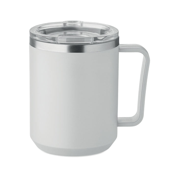 Branded Double Wall Mug with Sliding Lid in Grey