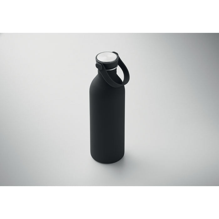 Branded Recycled Steel Bottle with Silicone Handle in use