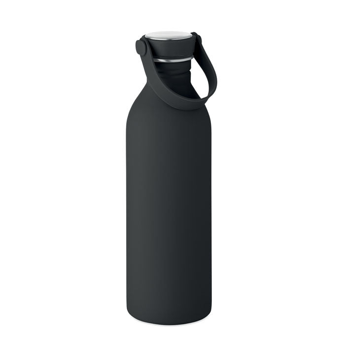 Branded recycled steel bottle with silicone handle