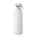 Branded Recycled Steel Bottle with Silicone Handle in White