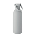 Branded Recycled Steel Bottle with Silicone Handle in Grey