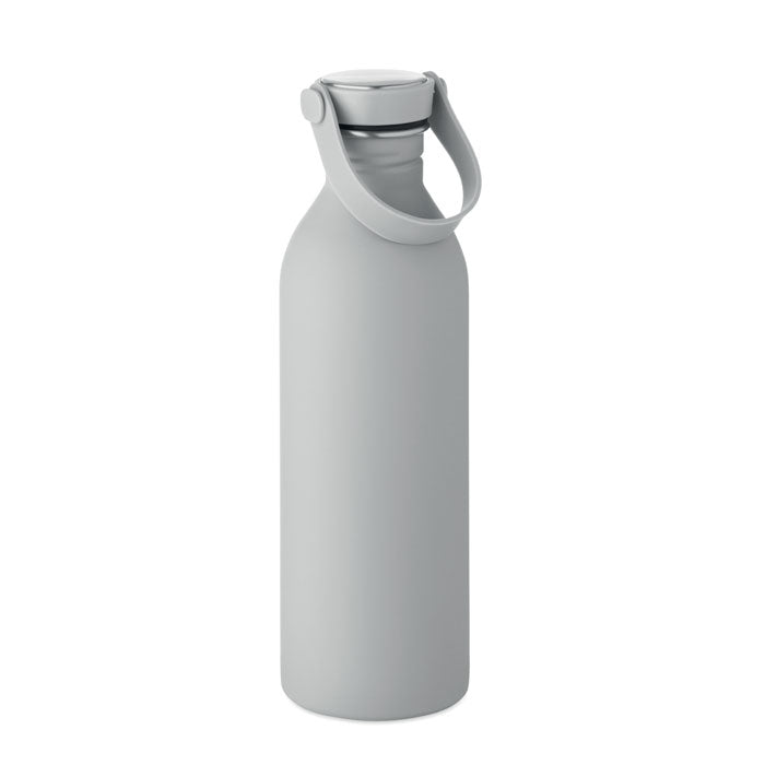 Branded Recycled Steel Bottle with Silicone Handle in Grey