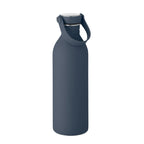 Branded Recycled Steel Bottle with Silicone Handle in Blue