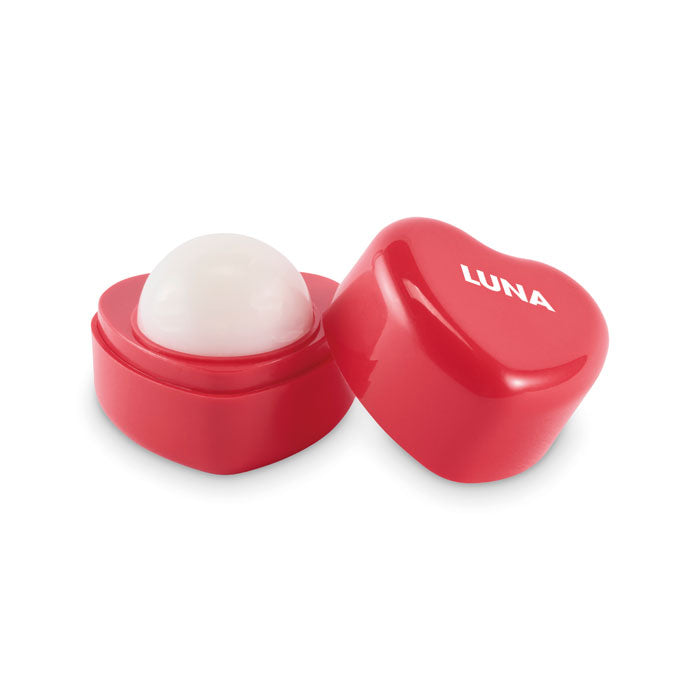 Branded Heart Shaped Vegan Lip Balm in Red