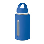 Branded Borosilicate Glass Bottle with Silicone Pouch in Blue