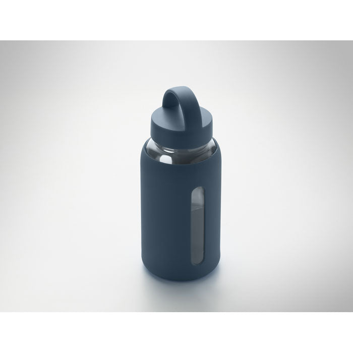 Branded Borosilicate Glass Bottle with Silicone Pouch in use