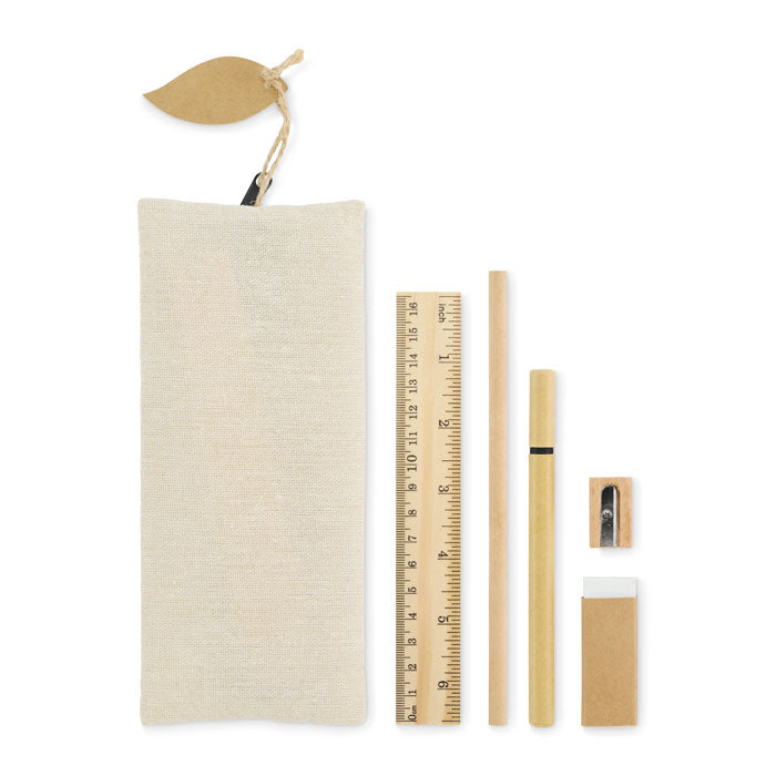 Branded Stationery Set in Cotton Blend Pouch without branding