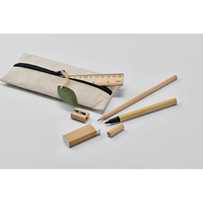 Branded Stationery Set in Cotton Blend Pouch without branding