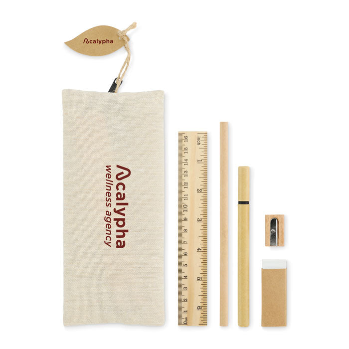 Branded Stationery Set in Cotton Blend Pouch