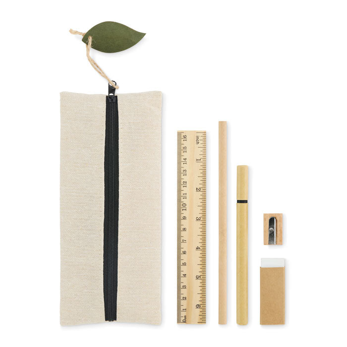 Branded stationery set in cotton blend pouch