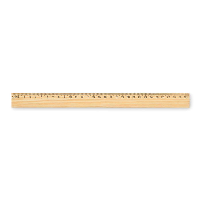 Branded pine wood ruler, 30cm