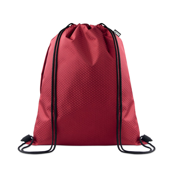 Branded Drawstring Bag in 420D RPET in Red