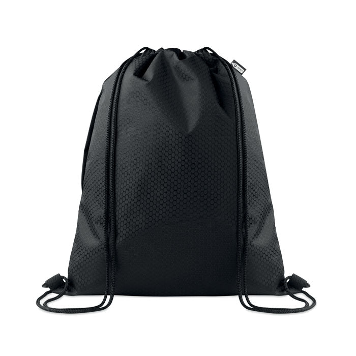 Branded Drawstring Bag in 420D RPET in Black