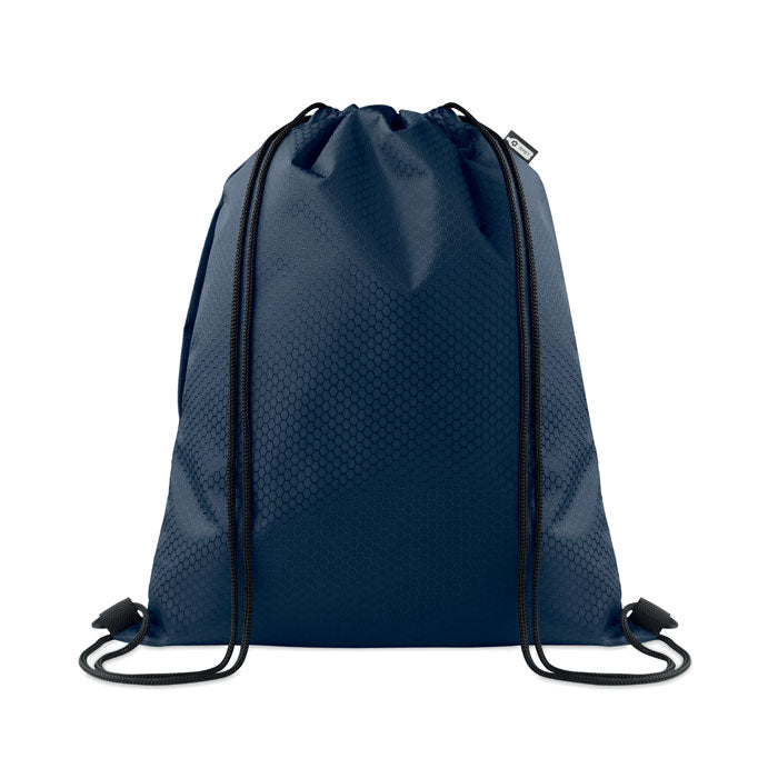 Branded Drawstring Bag in 420D RPET in Blue