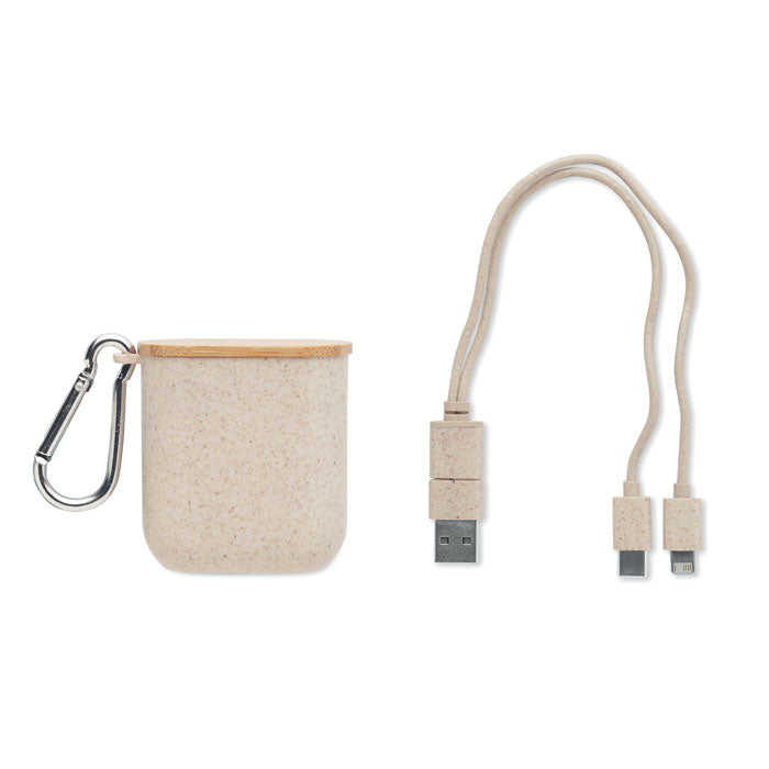 Branded Cable Set in Wheat Straw Case without branding