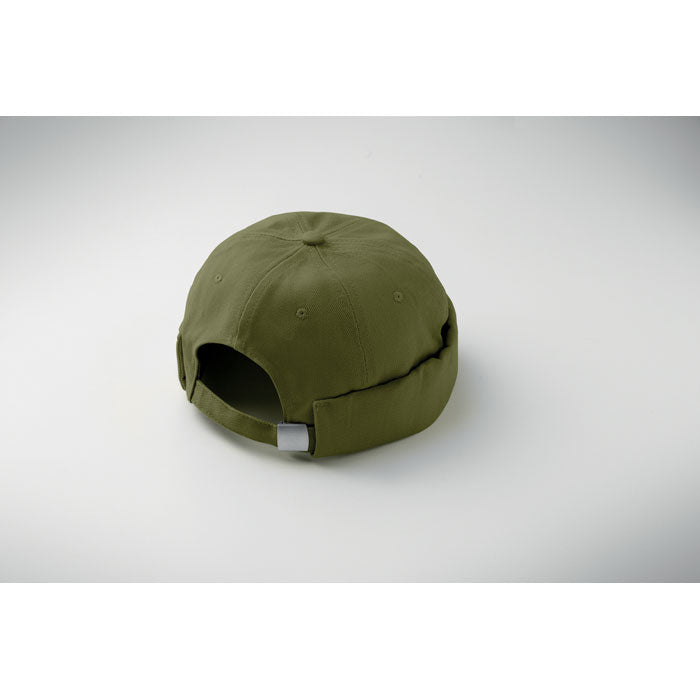 Branded Docker Cap in use