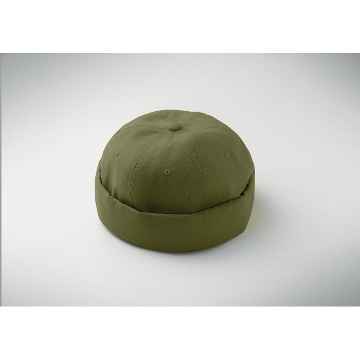 Branded Docker Cap in use