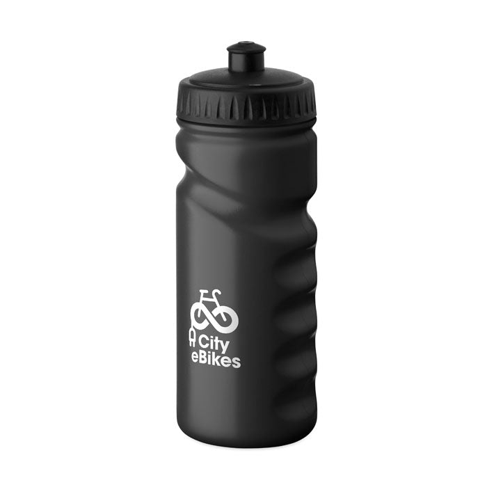 Branded PE Sports Bottle with Handgrip - 500ml in Black