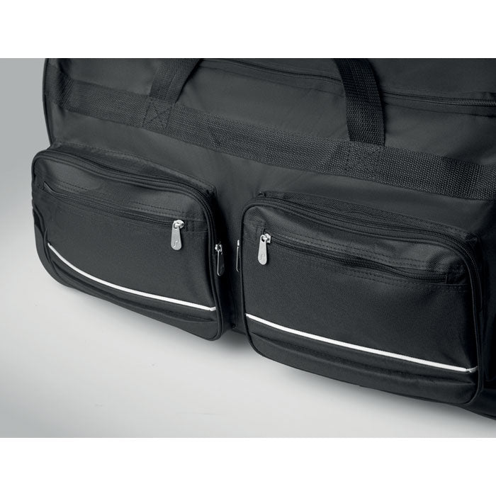 Branded Duffle Bag Trolley 600D RPET in use