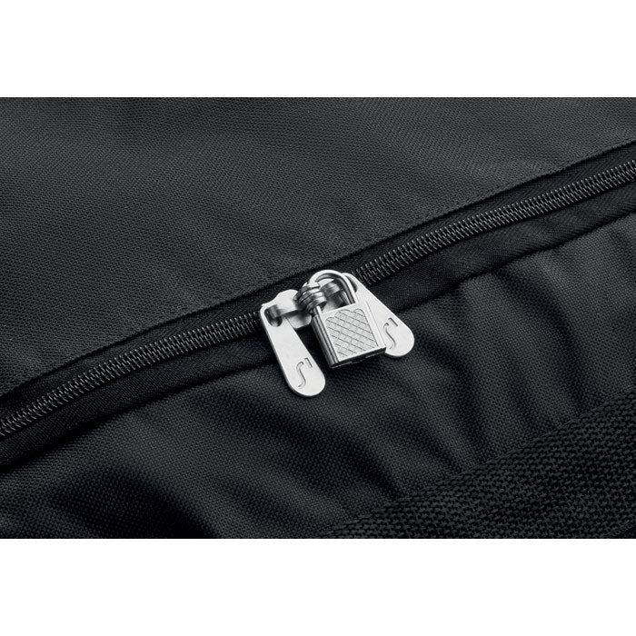 Branded Duffle Bag Trolley 600D RPET in use