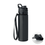 Branded Foldable Silicone Sports Bottle in Black