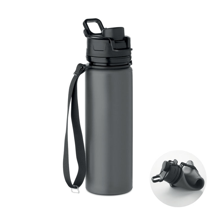 Branded Foldable Silicone Sports Bottle in Grey