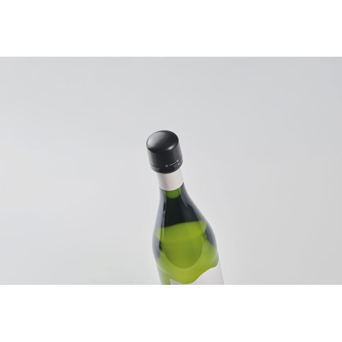 Branded Recycled ABS Wine Bottle Stopper in use