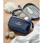 Branded RPET Toiletry Bag with Mesh Pocket in use