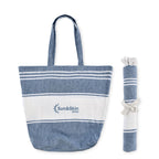 Branded Beach Bag with Hammam Towel Set in Blue