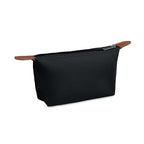Branded RPET Cosmetic Bag with PU Detail in Black