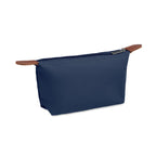 Branded RPET Cosmetic Bag with PU Detail in Blue
