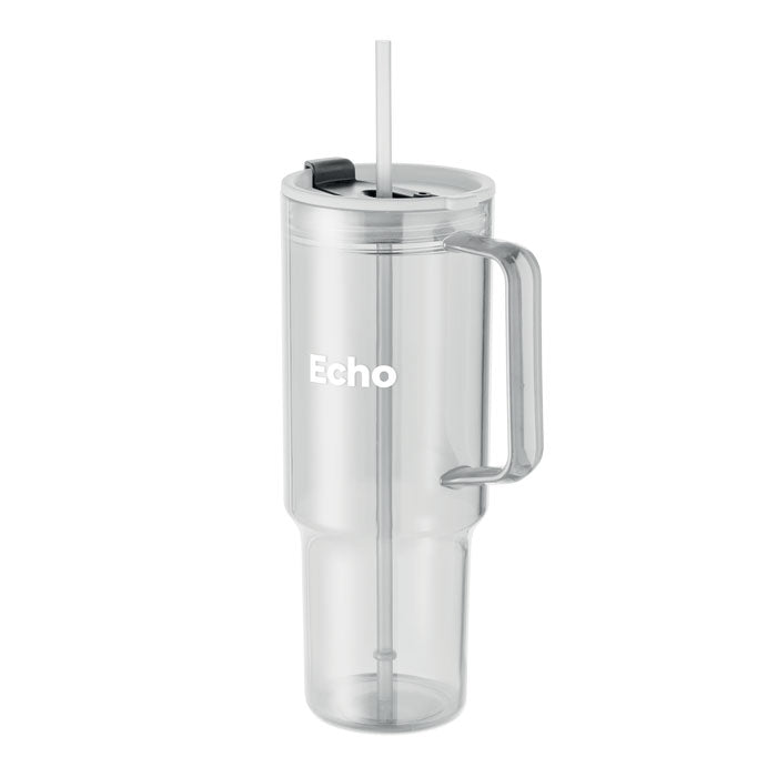 Branded RPET Tumbler with Straw - 1200ml in White