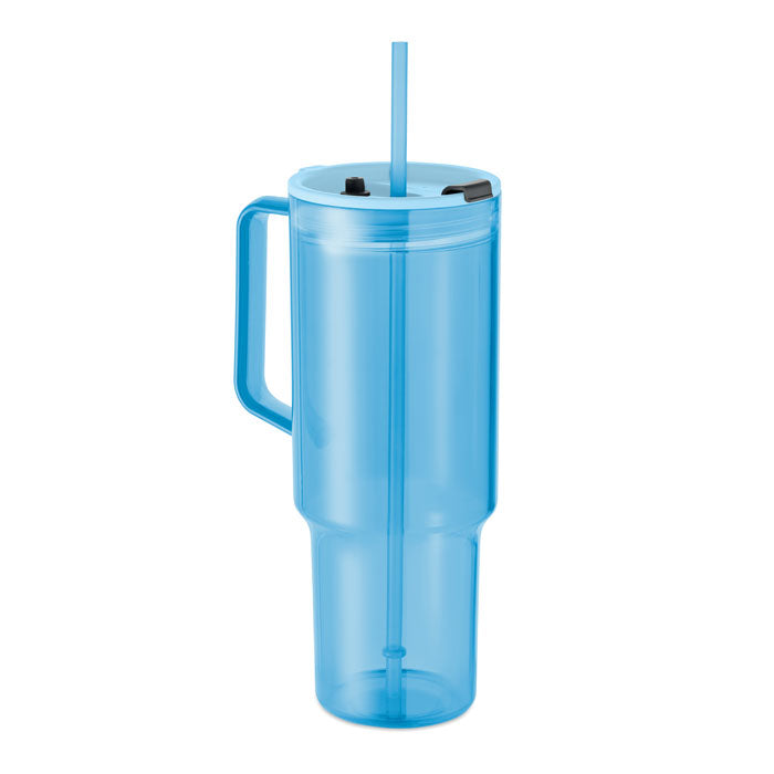 Branded RPET tumbler with straw, 1200ml