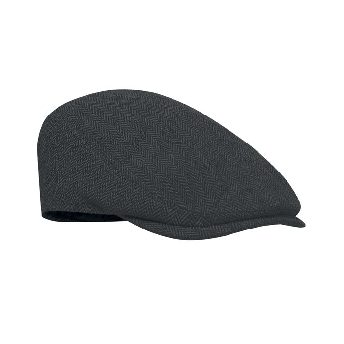 Branded Newsboy Flat Cap 335gsm in Black