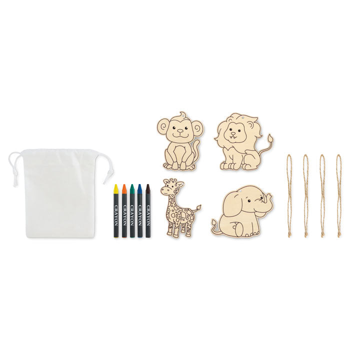 Branded Wooden Animal Hangers Painting Set without branding