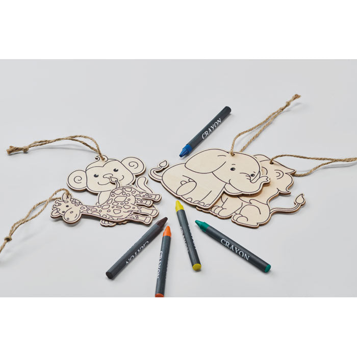 Branded Wooden Animal Hangers Painting Set without branding