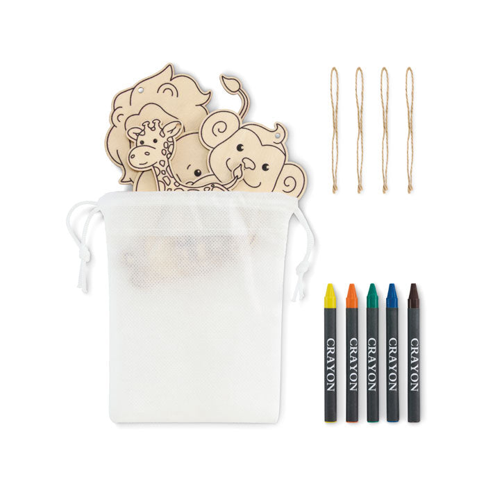 Branded Wooden Animal Hangers Painting Set without branding