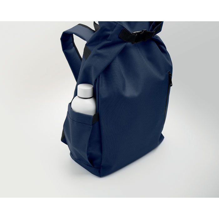 Branded 15 Inch Roll Top Laptop Backpack in use
