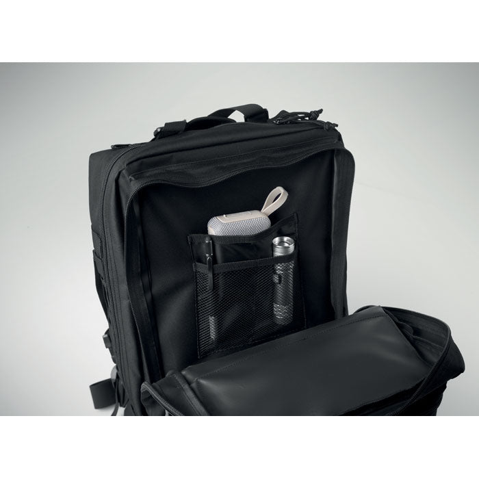 Branded Outdoor Backpack 600D RPET in use