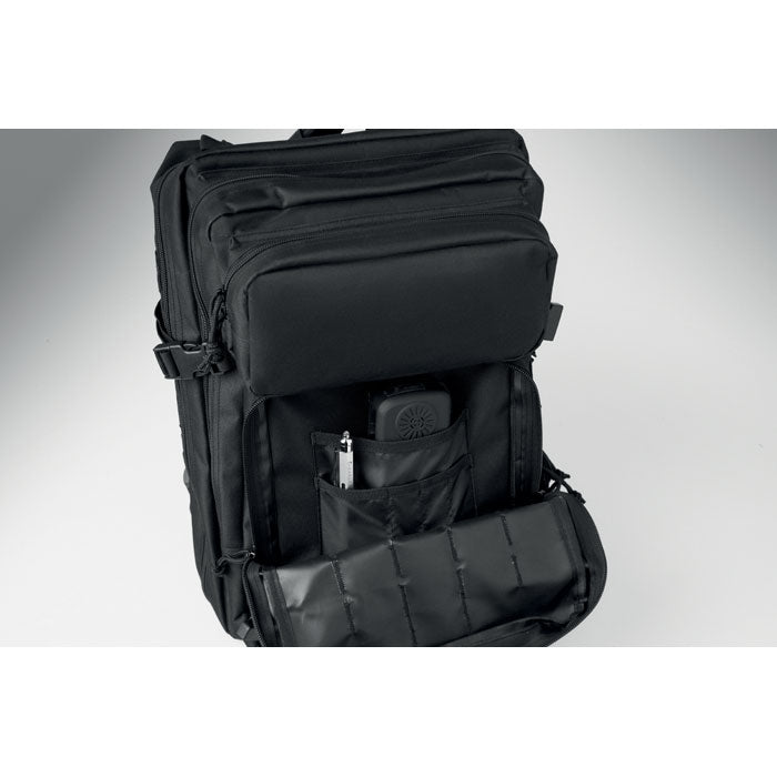 Branded Outdoor Backpack 600D RPET in use