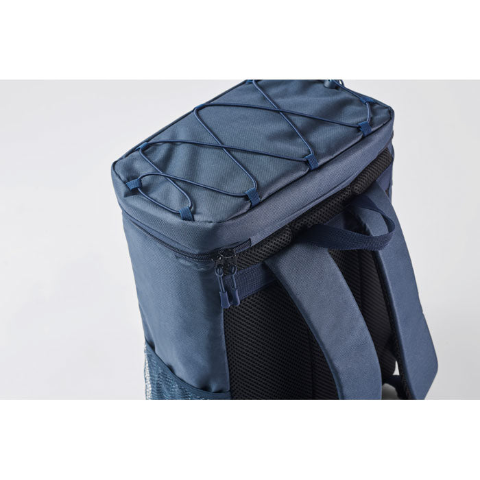 Branded Cooler Backpack in 600D RPET in use