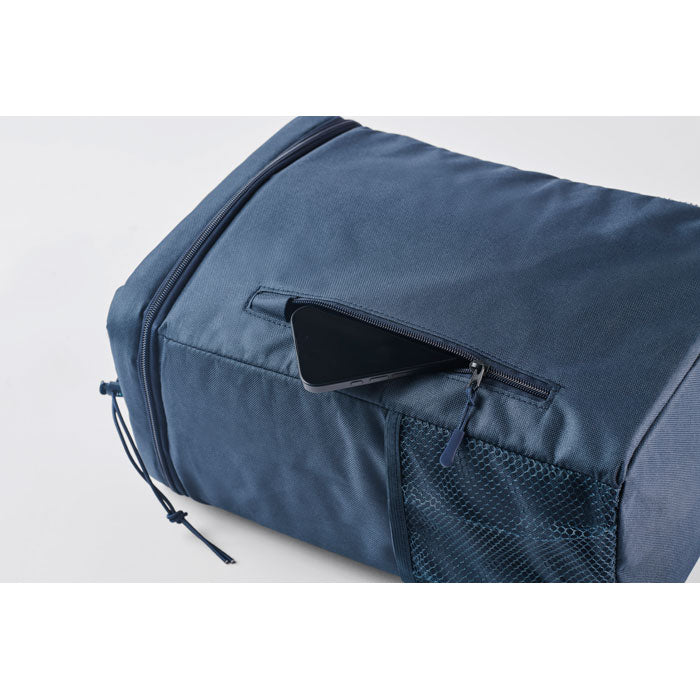 Branded Cooler Backpack in 600D RPET in use