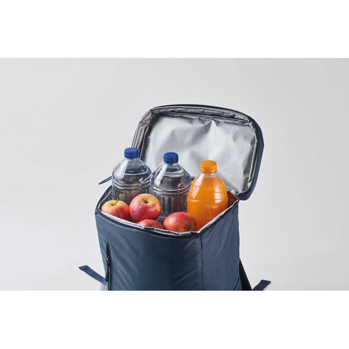 Branded Cooler Backpack in 600D RPET in use