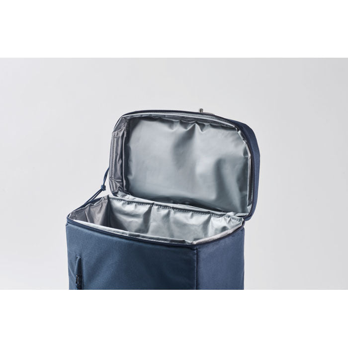 Branded Cooler Backpack in 600D RPET in use