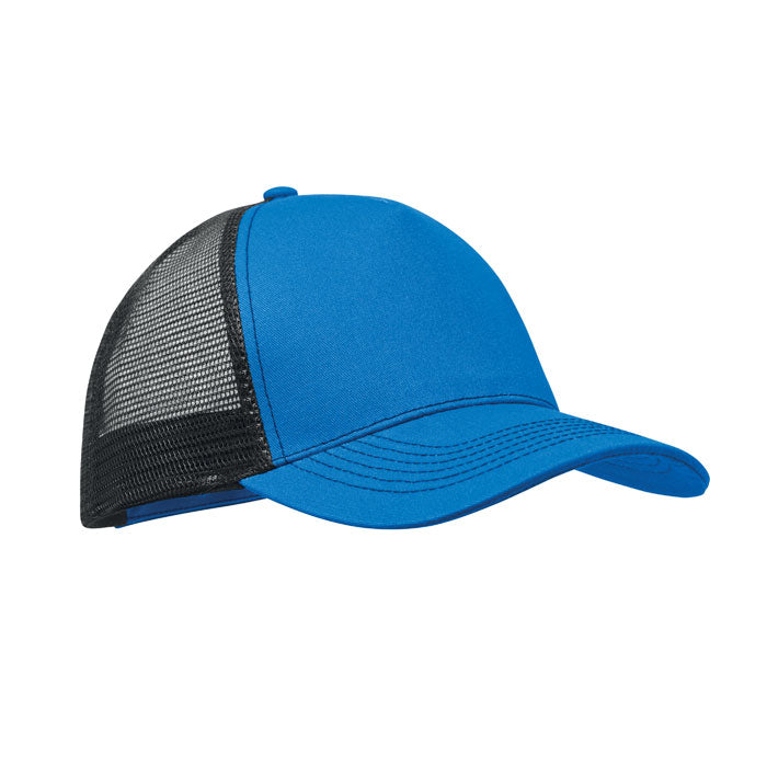 Branded 5 Panel Cotton Trucker Cap in Blue